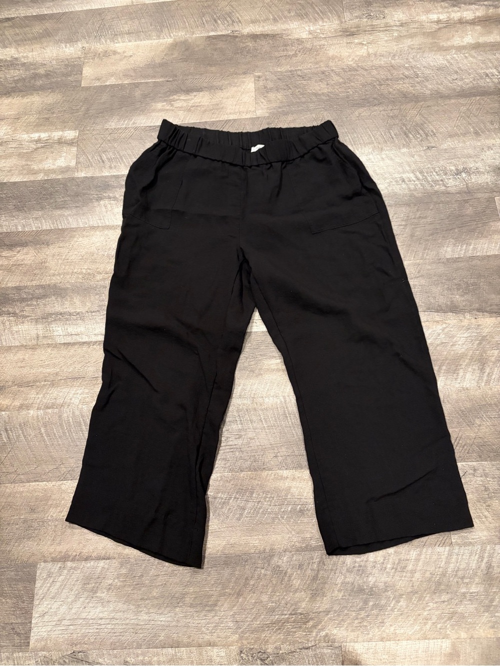 Calvin Klein Black Elastic-Waist linen Wide-Leg Bottoms